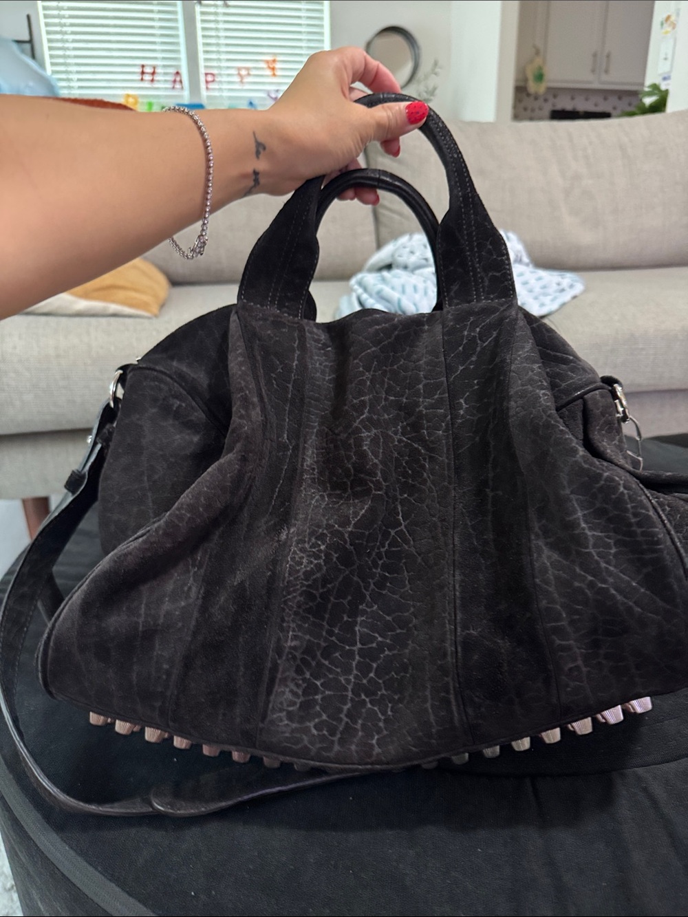 Alexander Wang Suede Top-Handle Rocco Shoulder Bag